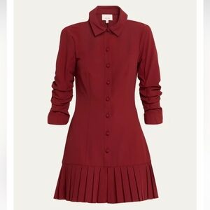 CINQ A SEPT | Lucilla Pleated-Hem Mini Shirtdress